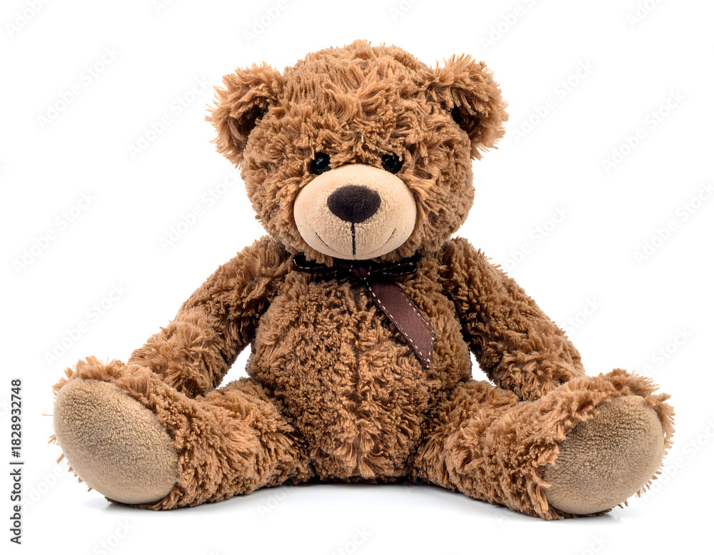 Fototapeta premium Light brown teddy bear white isolated generative AI