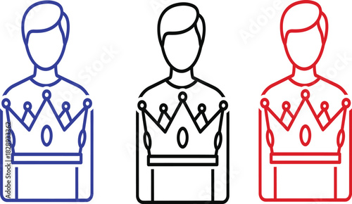 Stylized icons of individuals wearing crowns, symbolizing leadership and royalty.