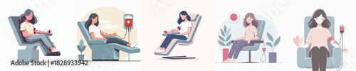 vector of woman donating blood
