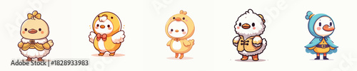 cute duck vector in cute costume
