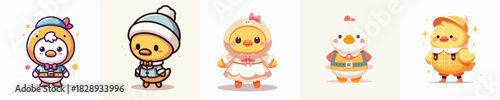 cute duck vector in cute costume