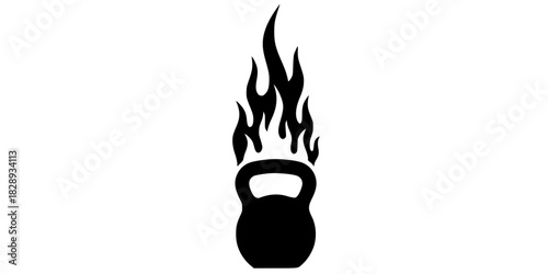 Minimalist Kettlebell Fire Logo Vector Silhouette