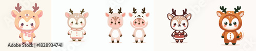 cute deer vector dressed in cute clothes