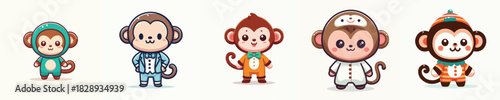 cute monkey vector in cute clothes