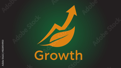 Vibrant Logo Design Symbolizing Business Growth and Natural Sustainability with a Rising Arrow and Leaf Icon in a Clean, Minimalist Style for an Eco-Friendly Brand Identity vector illustration. 