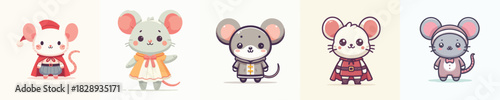 cute mouse vector in cute clothes