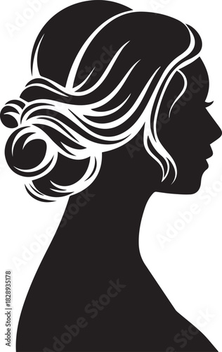 Elegant Woman Silhouette Profile with Classic Up do Hairstyle