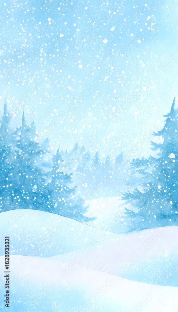 Obraz premium Festive winter watercolor scene snow-covered hills joyful Christmas holiday design prints cards invitations