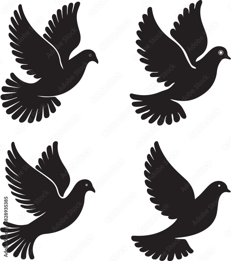 Obraz premium Simple Dove Icon Collection for Religious or Memorial Design