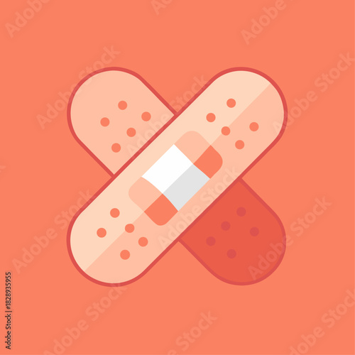 Two crossed bandages isolated on white background