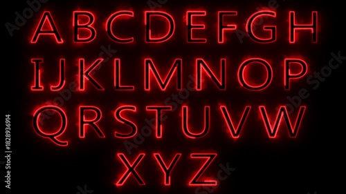 Animated Neon colorful alphabet Text (A to Z) Letter Animation on Black Background.