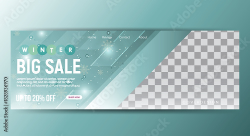 New winter season sale promotion square banner,  Winter brand collection advertising social media cover template