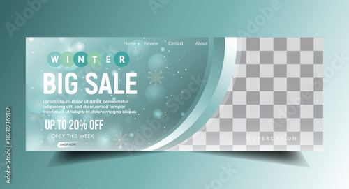 New winter season sale promotion square banner,  Winter brand collection advertising social media cover template