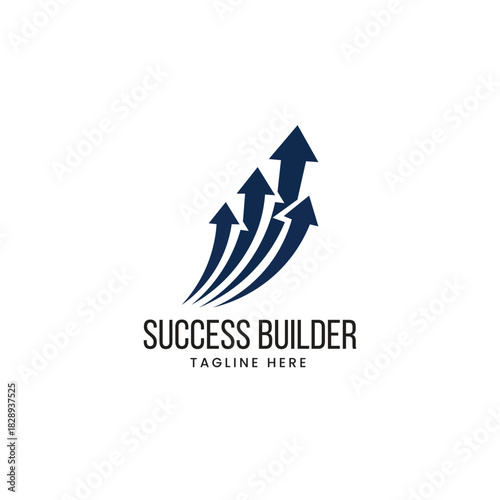 Multiple upward-pointing arrows forming an abstract growth trend, symbolizing success, finance, or momentum Vector logo template