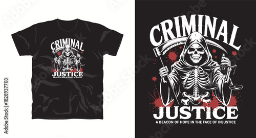 Criminal justice grim reaper t-shirt design in vintage style