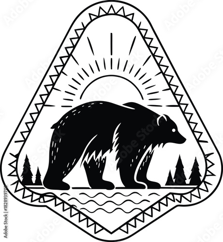 bear animal face logo silhouette vector illustration

