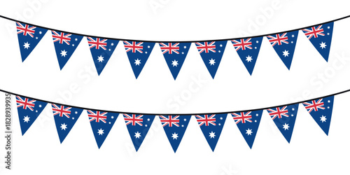 Australian flag bunting decoration for national celebrations and patriotic holiday events.