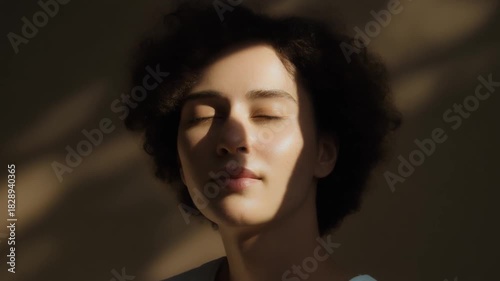 Beautiful young European woman face