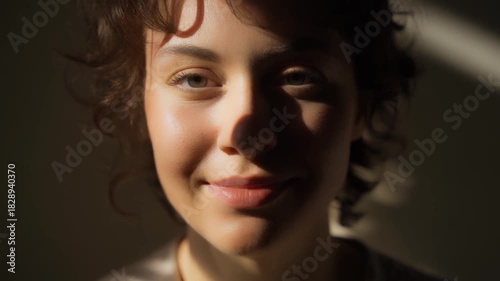 Beautiful young European woman face