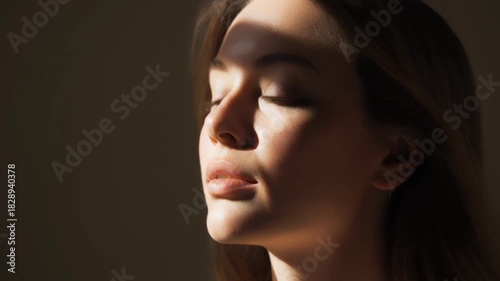 Beautiful young European woman face