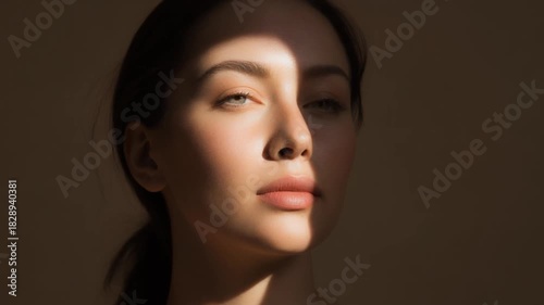 Beautiful young European woman face