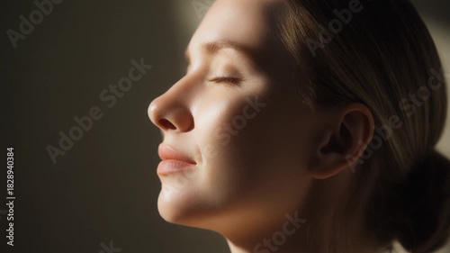 Beautiful young European woman face