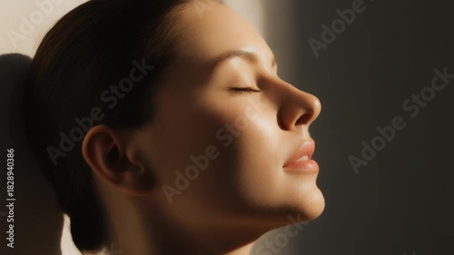 Beautiful young European woman face