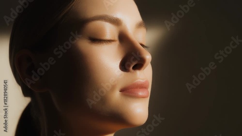 Beautiful young European woman face