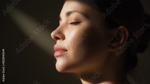 Beautiful young European woman face