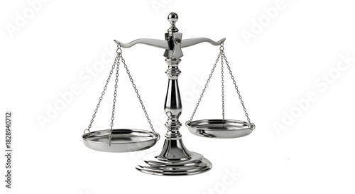 Title: Shiny Silver Scales of Justice 3D Render - Law, Justice, Balance, Equality, Fairness Concept
