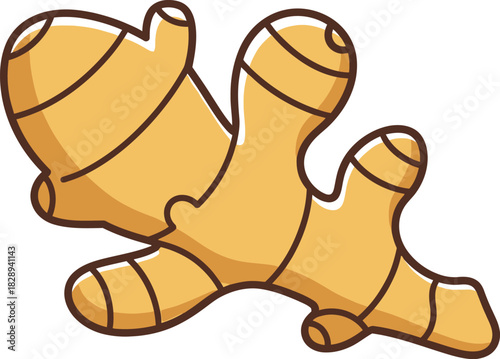 Cartoon Illustration of Single Ginger Root | Spice & Cooking Graphic