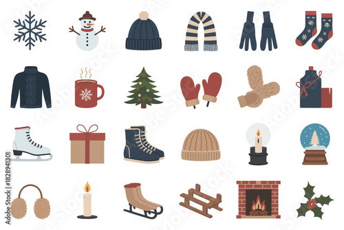 Winter Holiday Icons And Elements Collection christmas
