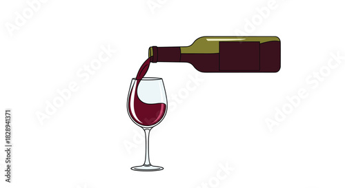 Red wine is carefully poured from a dark green bottle with a maroon label into an elegant stemware glass, ready to be enjoyed.