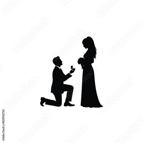 Man proposing to woman silhouette