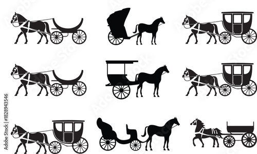 Collection of Horse-Drawn Carriage Silhouettes