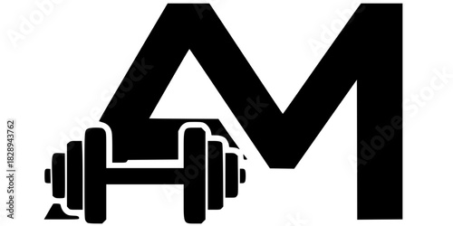 Negative Space Lettermark Dumbbell Logo Vector