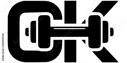 Negative Space Lettermark Dumbbell Logo Vector