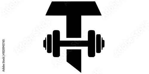 Negative Space Lettermark Dumbbell Logo Vector