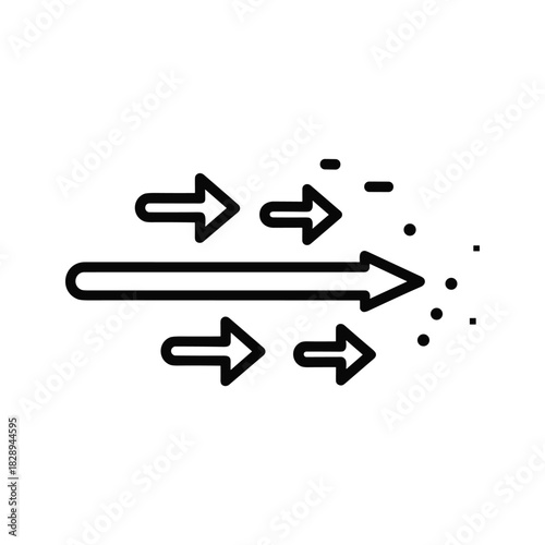 Dynamic visual of multiple small arrows converging into a large arrow, representing focus and momentum