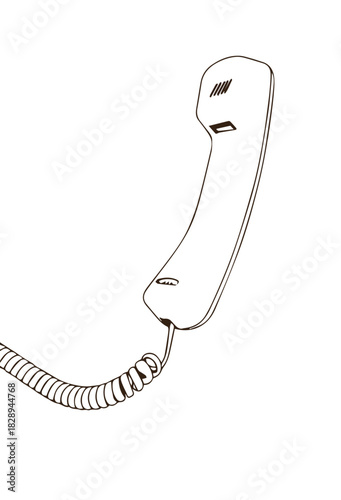 Line Art Drawing of a Classic Telephone Receiver