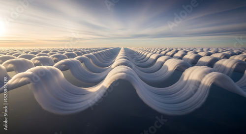 Unusual Mammatus Clouds with Unique Wave-like Shape Formations Create an Impressive and Surreal Atmospheric Cloudscape Phenomenon