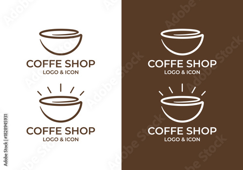 Simple coffee or tea cup icon logo vector. Cup or glass design for cafe or restaurant