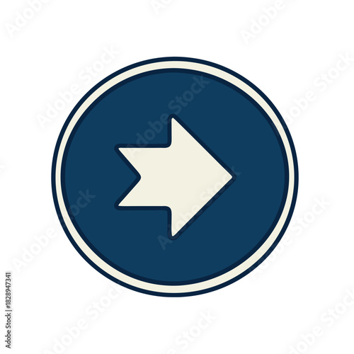 White Arrow Symbol Inside A Blue Circle With A Cream Outline On A Black Background Minimalist Vector Art Flat Design Free Download White Arrow Symbol Inside A Blue Circle With A Cream Outline On A Black Background Minimalist Vector Art Flat Design - GFXLoad