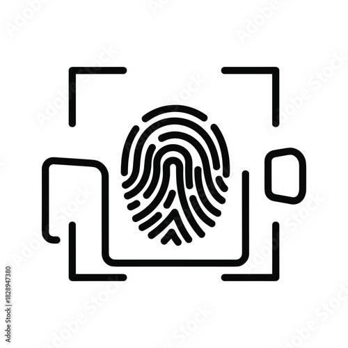 Fingerprint scan icon for biometric security and identity verification