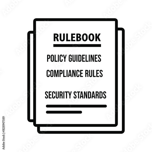 Icon of a rulebook document with policy guidelines and security standards