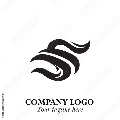 Elegant Black Wave Logo Symbol on a Clean White Background for Modern Minimalist Branding Design Art