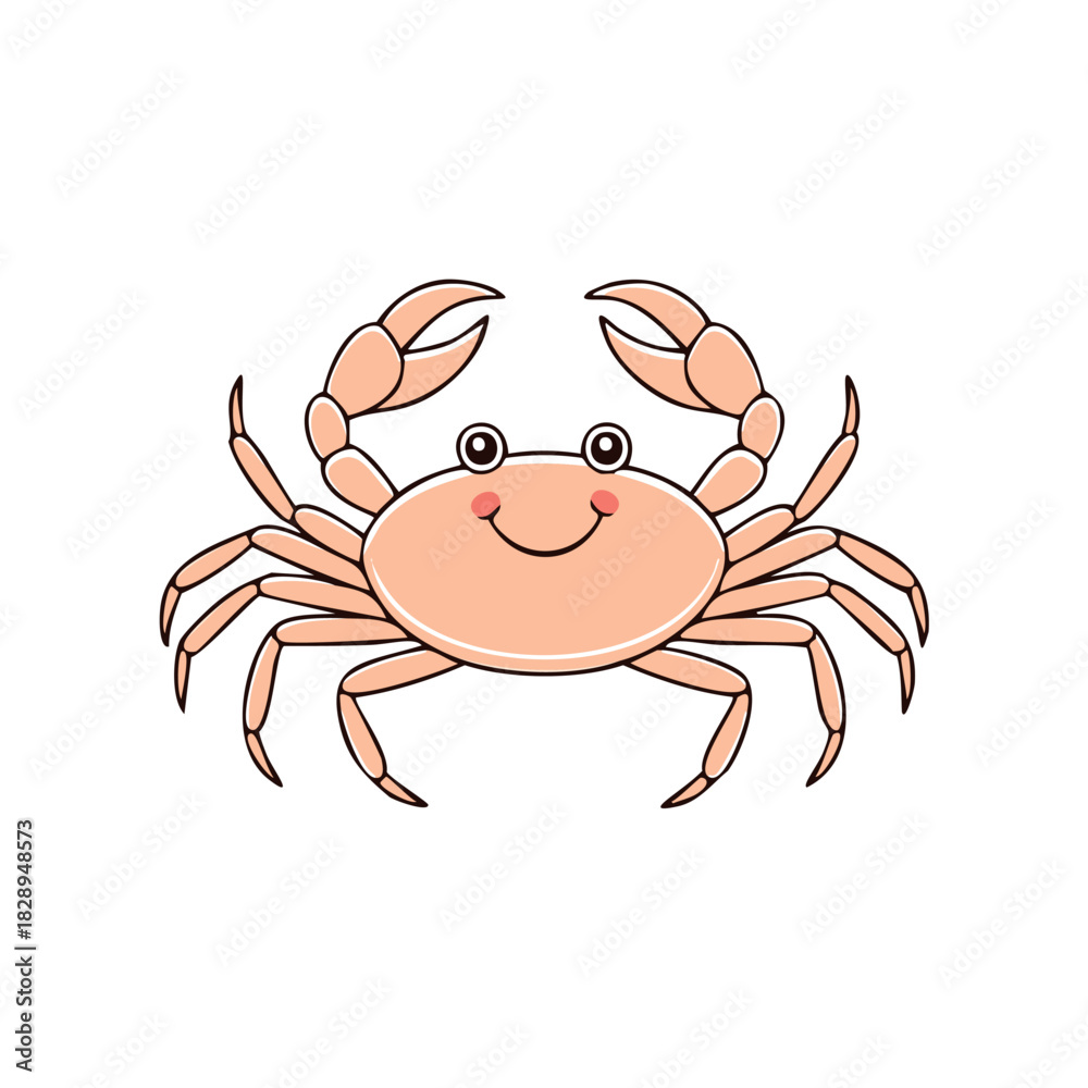 Fototapeta premium thick line drawing of a crab, in a happy pose.