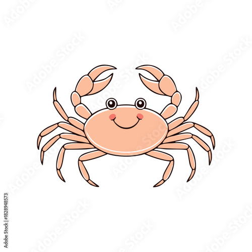thick line drawing of a crab, in a happy pose.