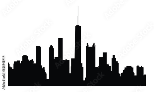 chicago skyline silhouette vector with isolated white background.eps