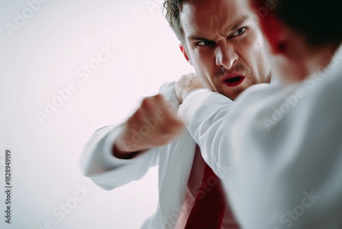 Two Angry Male Doctors Physically Fighting and Punching